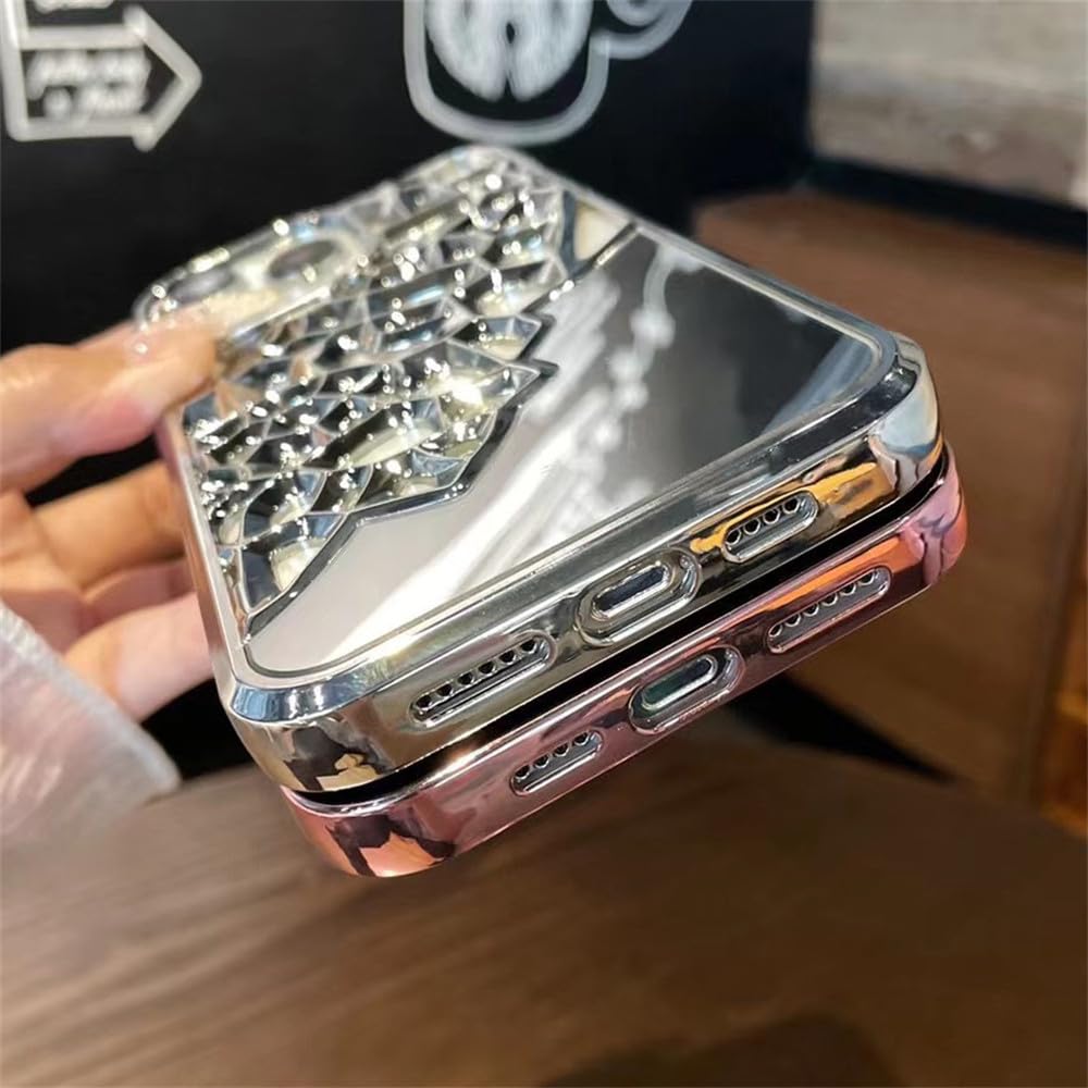 Amazon.co.jp: 高級メッキ 3D 中空キャンディーカラーミラー電話